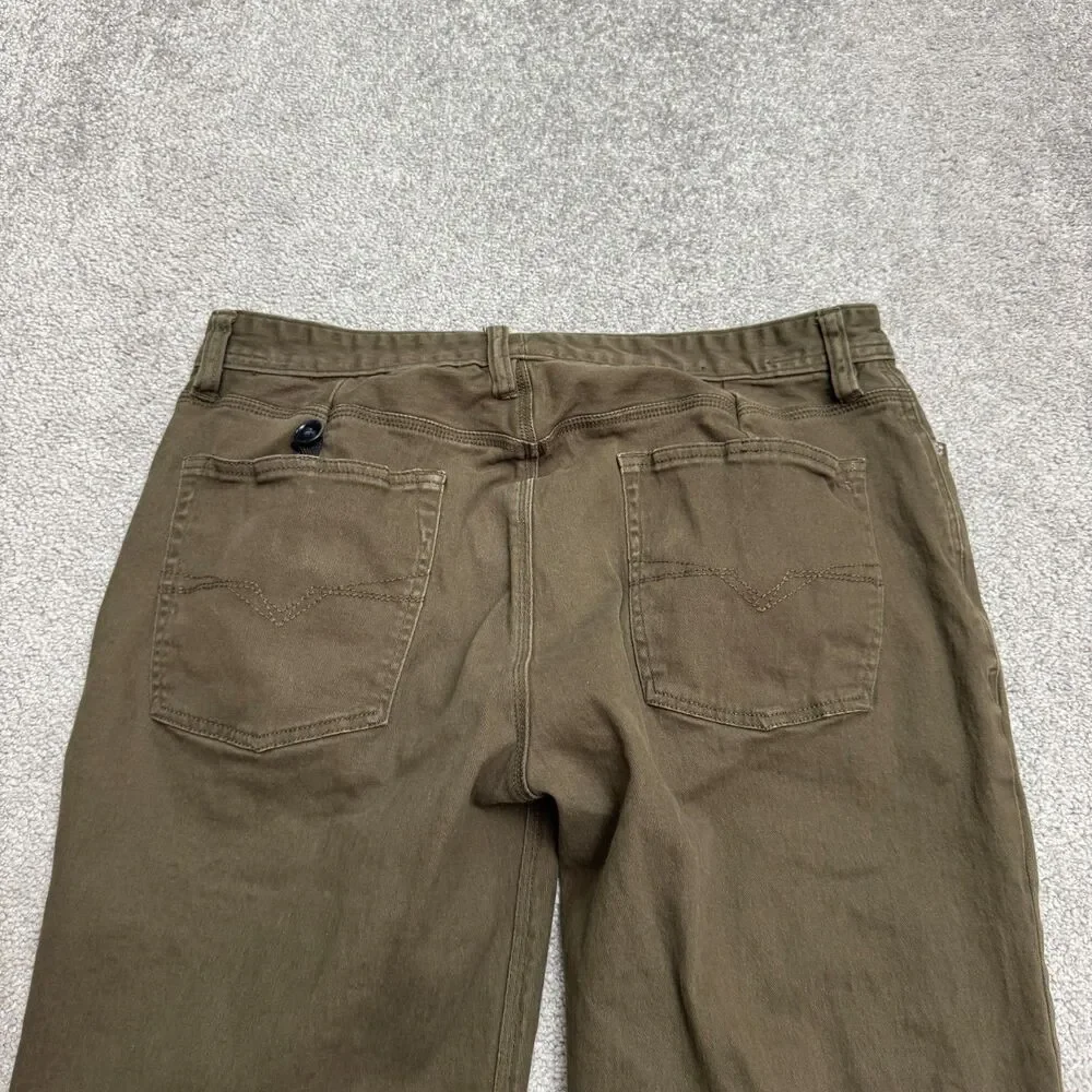 Guess Straight Leg Denim Jeans Mens 36 Olive Green 5-Pocket Casual Stretch 33x28